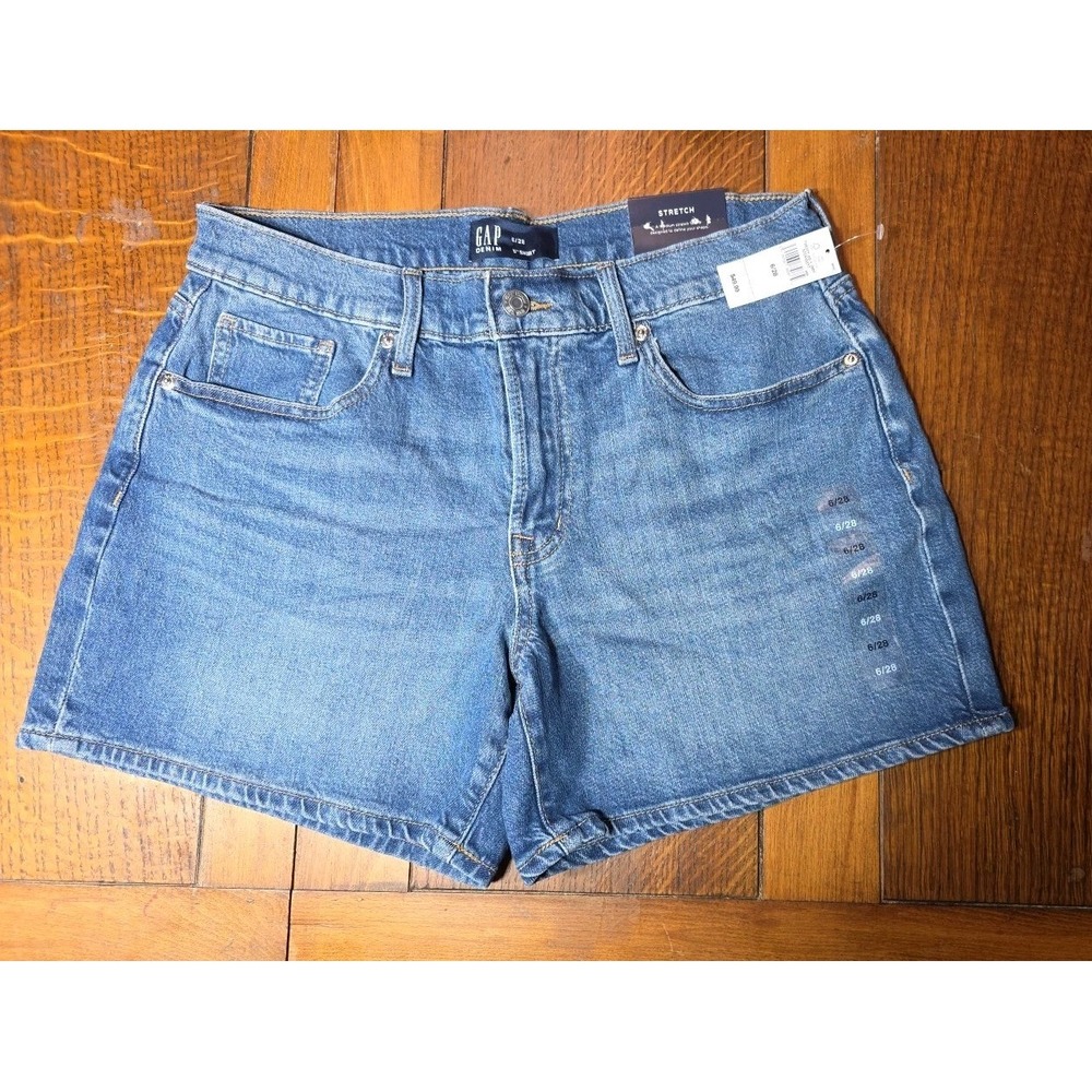 Gap Denim Shorts Stretch Women 6/28 Medium Wash Blue 5" Mid Rise NWT